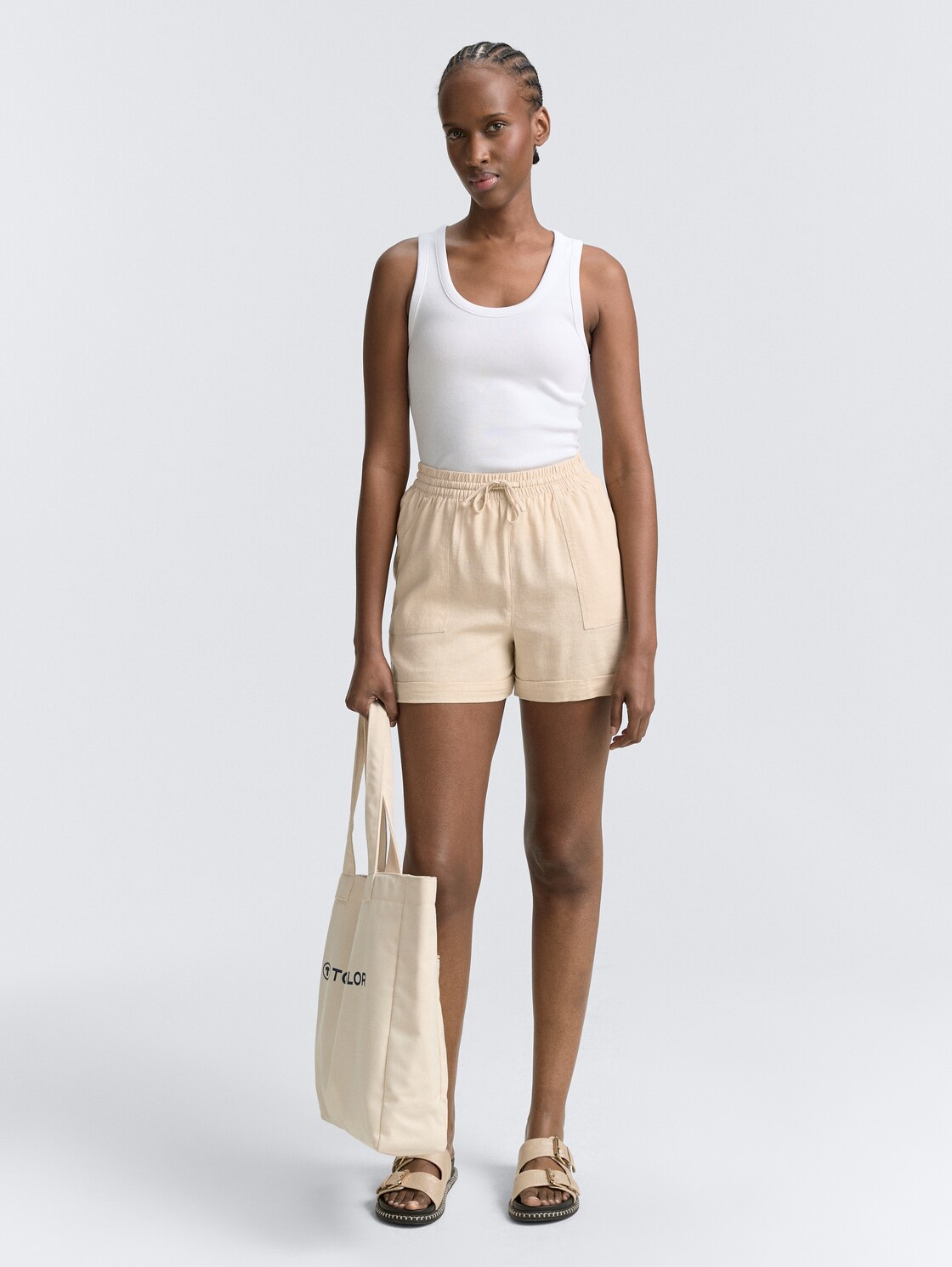 Thumbnail - TOM TAILOR DENIM Damen Relaxed Shorts mit Leinenanteil, braun, Uni, Gr. XL