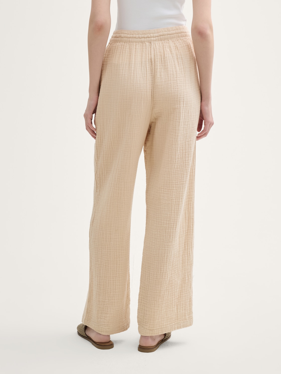 Thumbnail - TOM TAILOR DENIM Damen Musselin Straight Hose, braun, Uni, Gr. L