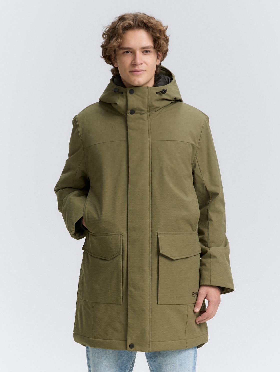 Thumbnail - TOM TAILOR DENIM Herren Parka mit wasserabweisender Funktion, grün, Uni, Gr. L