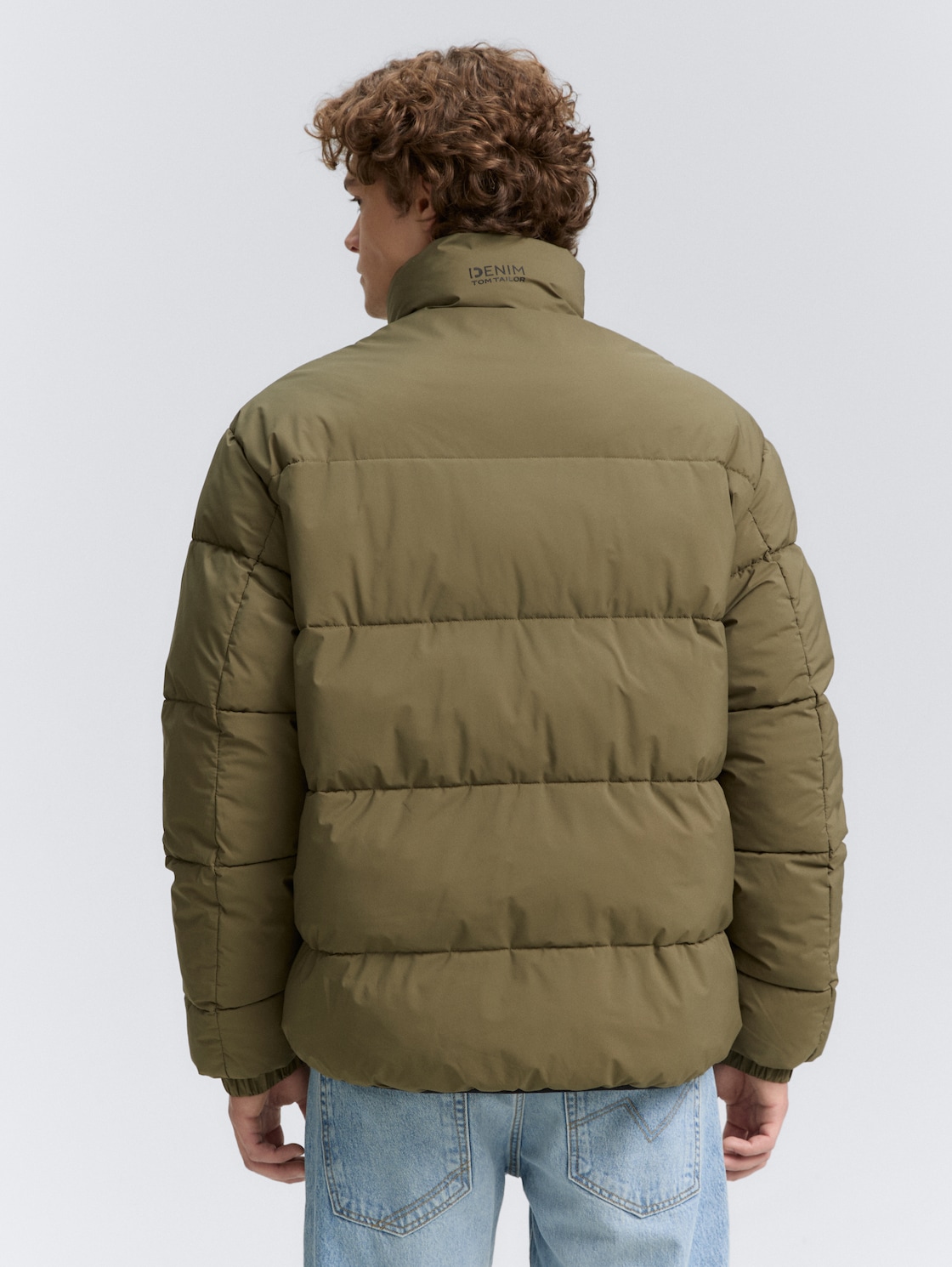 Thumbnail - TOM TAILOR DENIM Herren Lightweight Pufferjacke mit Stehkragen, grün, Uni, Gr. XXL