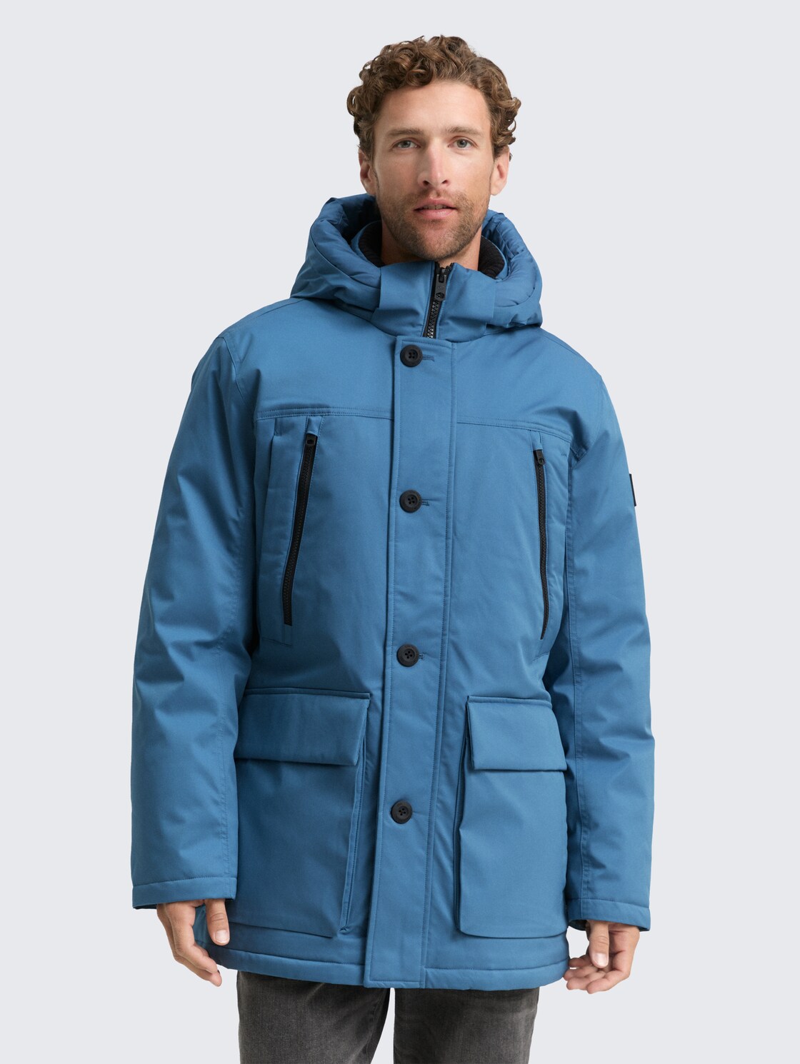 Thumbnail - TOM TAILOR Herren Arctic Parka mit abnehmbarer Kapuze, blau, Uni, Gr. L