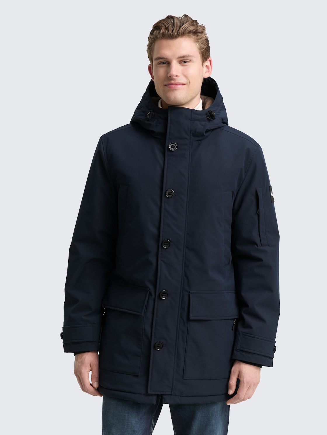Thumbnail - TOM TAILOR Herren Parka aus wasserdichtem Material, blau, Uni, Gr. S