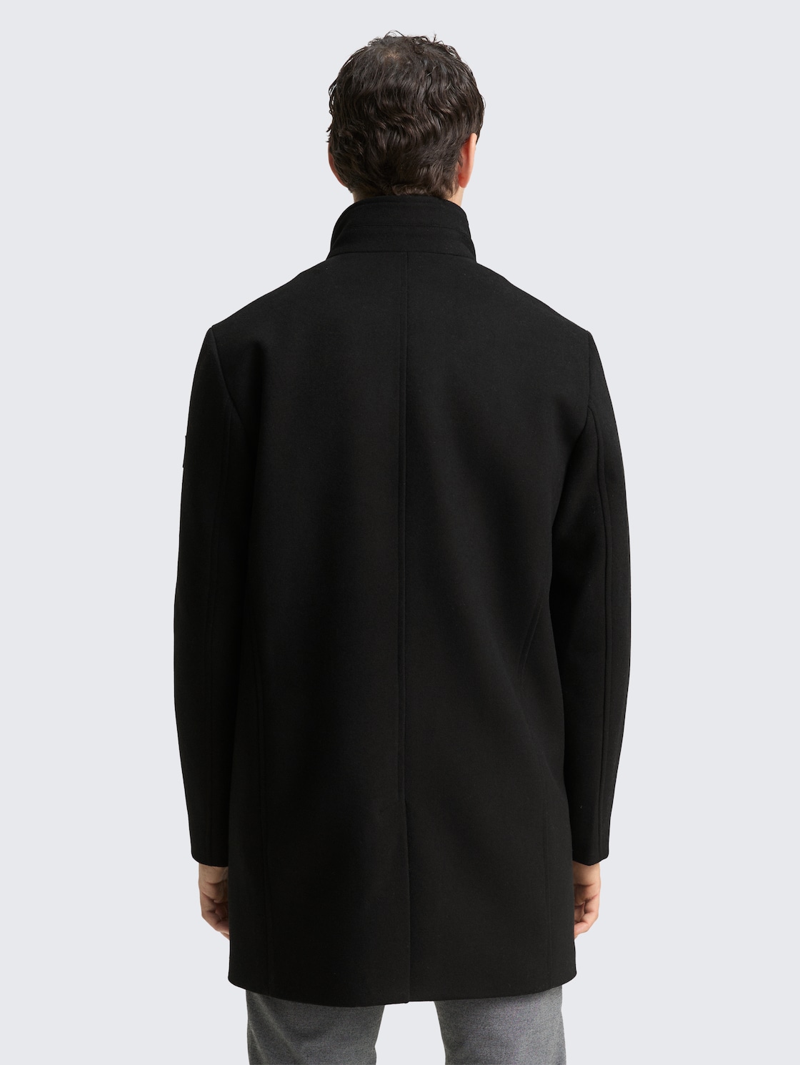 Thumbnail - TOM TAILOR Herren 2-in-1 Wollmantel mit abnehmbarer Innenjacke, schwarz, Uni, Gr. M