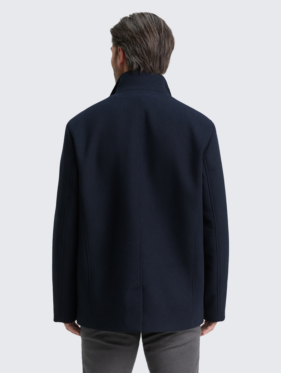 Thumbnail - TOM TAILOR Herren 2-in-1 Wolljacke mit abnehmbarer Innenjacke, blau, Uni, Gr. XL