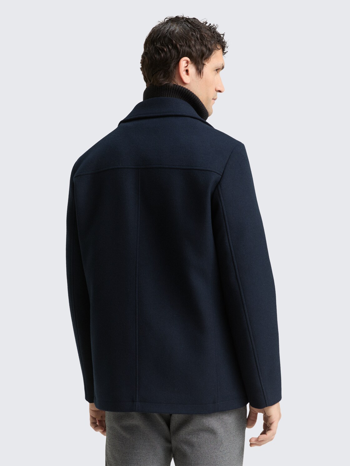 Thumbnail - TOM TAILOR Herren 2-in-1 Wolljacke mit abnehmbarer Innenjacke, blau, Uni, Gr. S