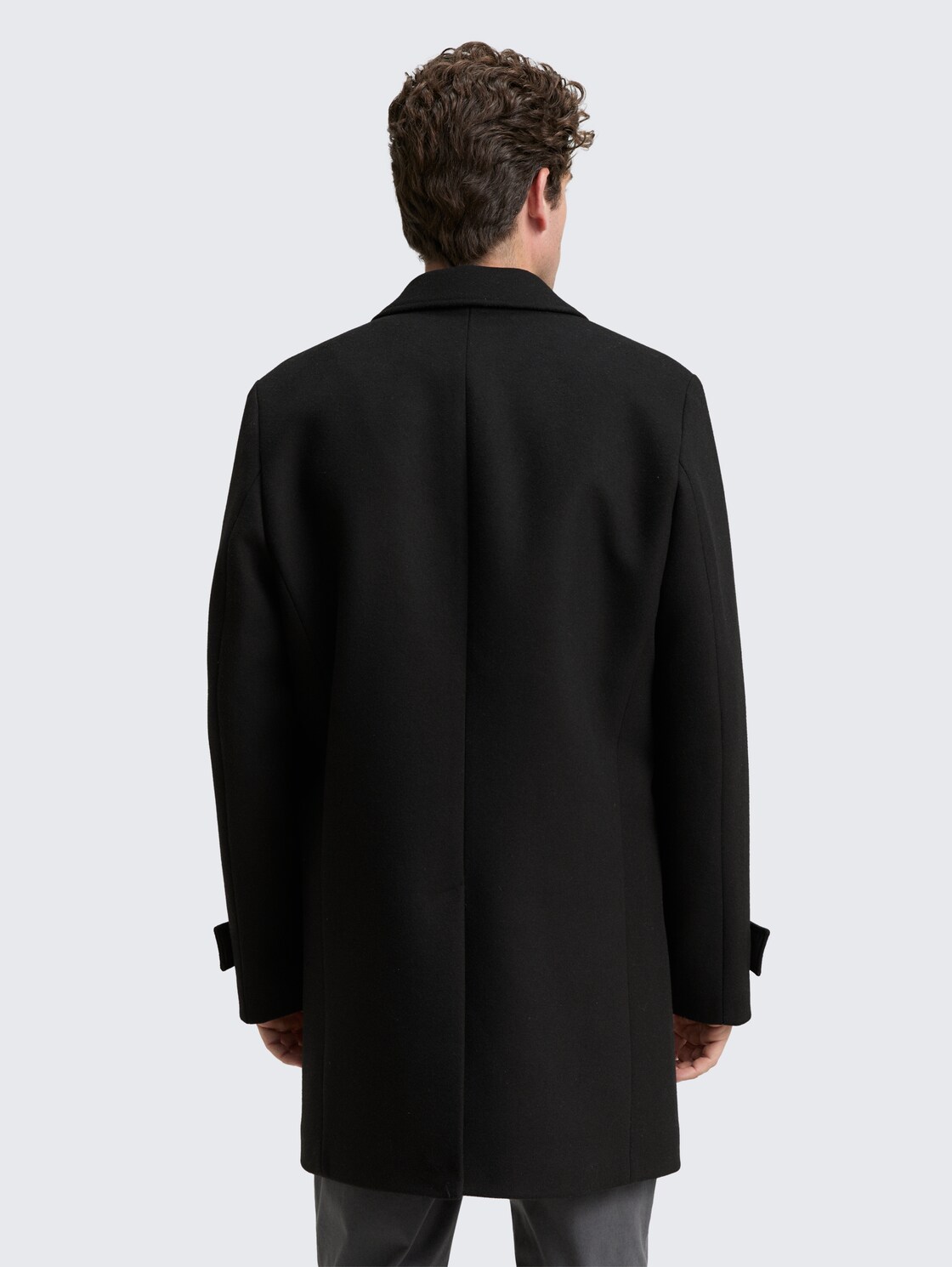 Thumbnail - TOM TAILOR Herren Wollmantel mit Reverskragen, schwarz, Uni, Gr. XXL
