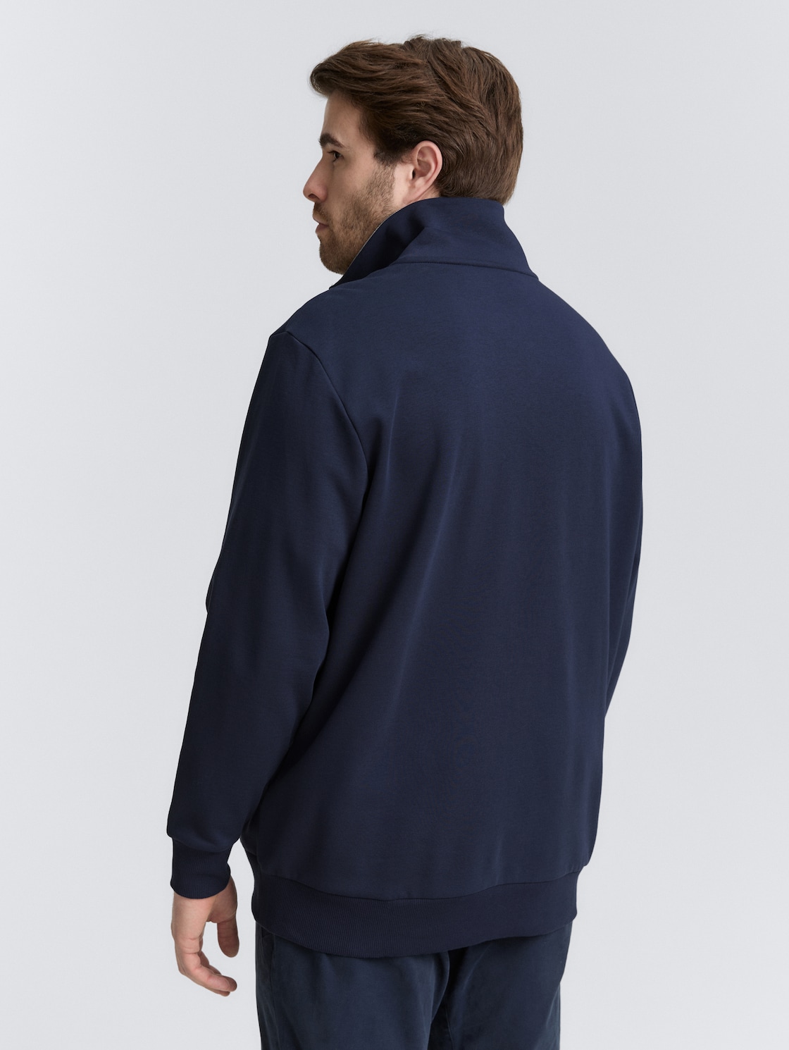 Thumbnail - TOM TAILOR Herren Plus Size - Sweatjacke mit Stehkragen, blau, Uni, Gr. 2XL