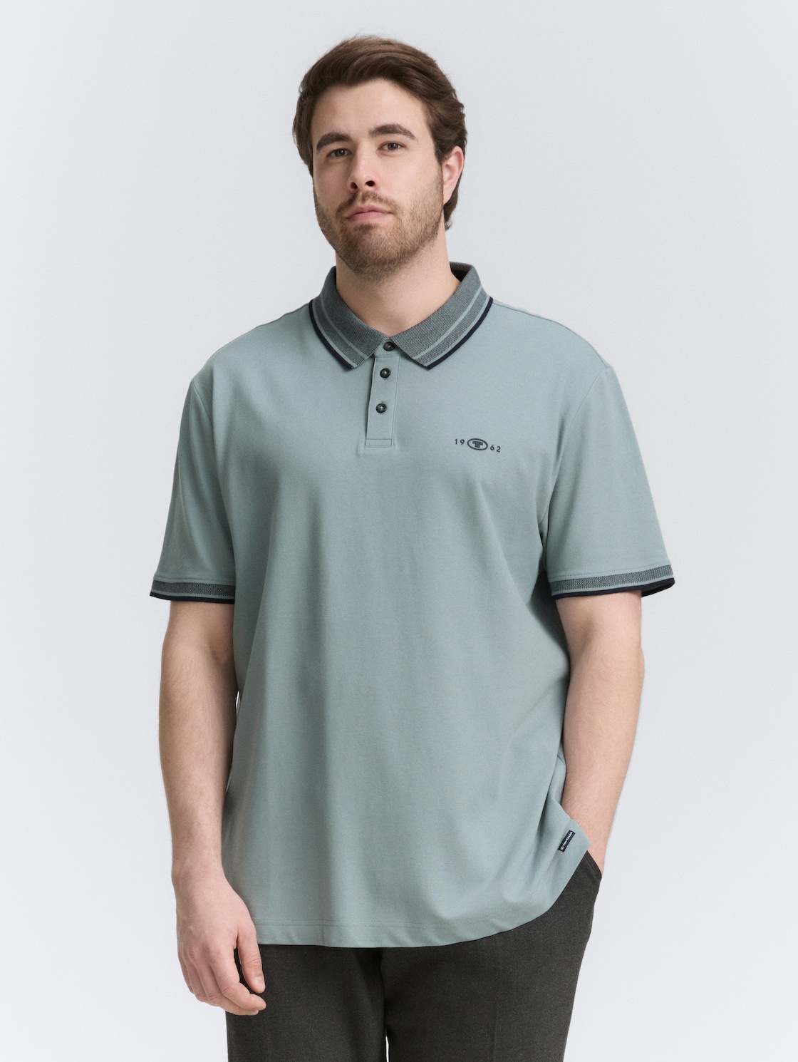 Thumbnail - TOM TAILOR Herren Plus Size - Piqué Poloshirt mit Stretch, grün, Uni, Gr. 2XL