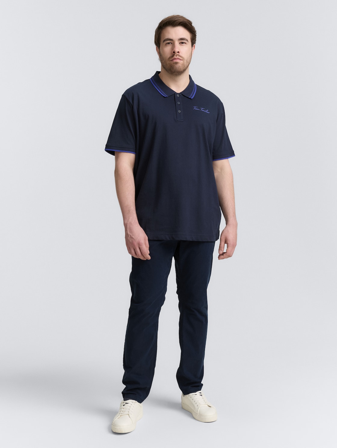 Thumbnail - TOM TAILOR Herren Plus Size - Tapered Chino Hose, blau, Uni, Gr. 44/32