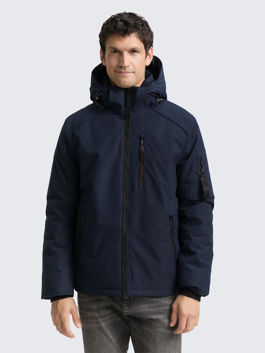Thumbnail - TOM TAILOR Herren Winterjacke mit abnehmbarer Kapuze, blau, Uni, Gr. M