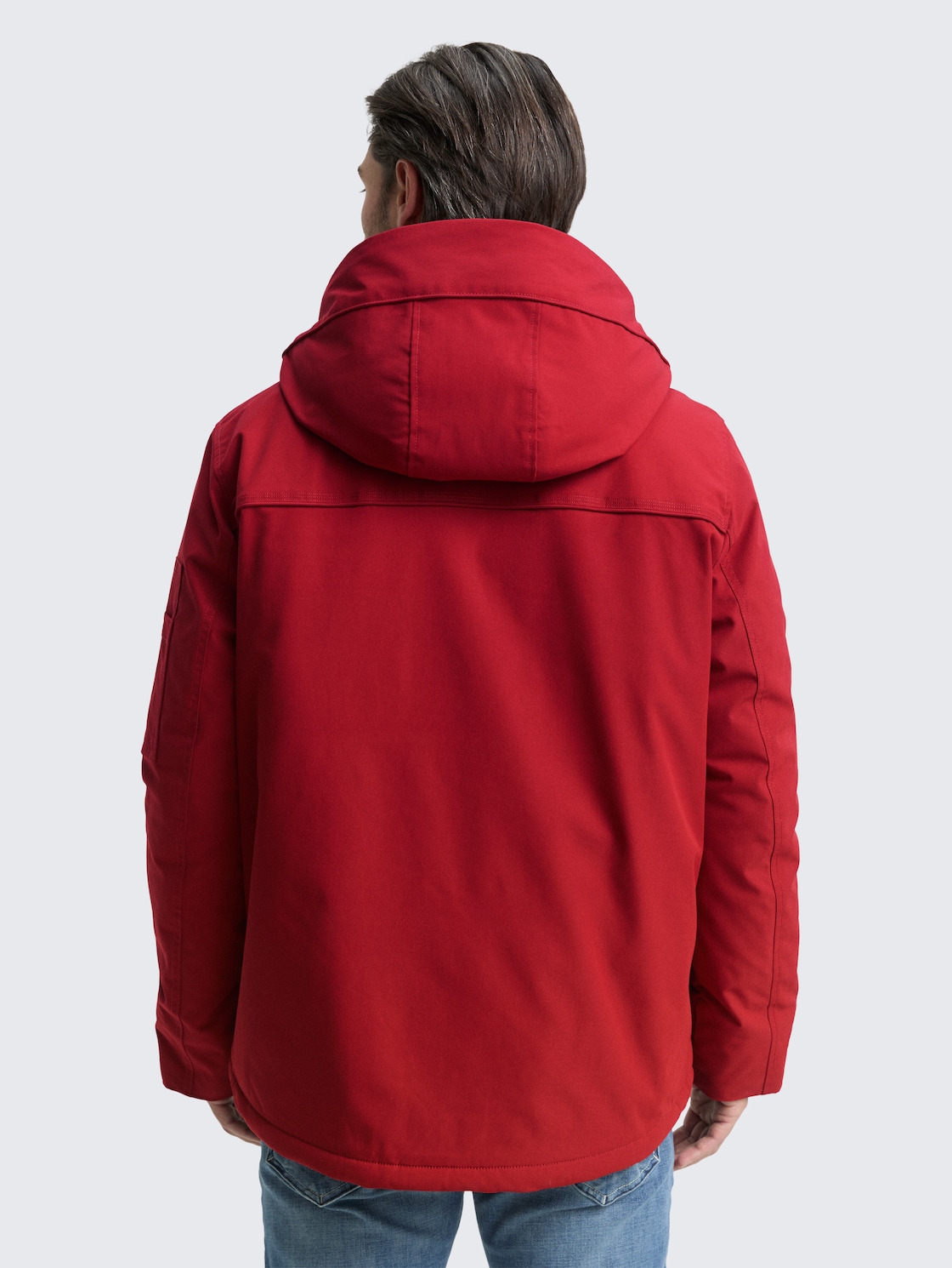 Thumbnail - TOM TAILOR Herren Winterjacke mit abnehmbarer Kapuze, rot, Uni, Gr. XXXL