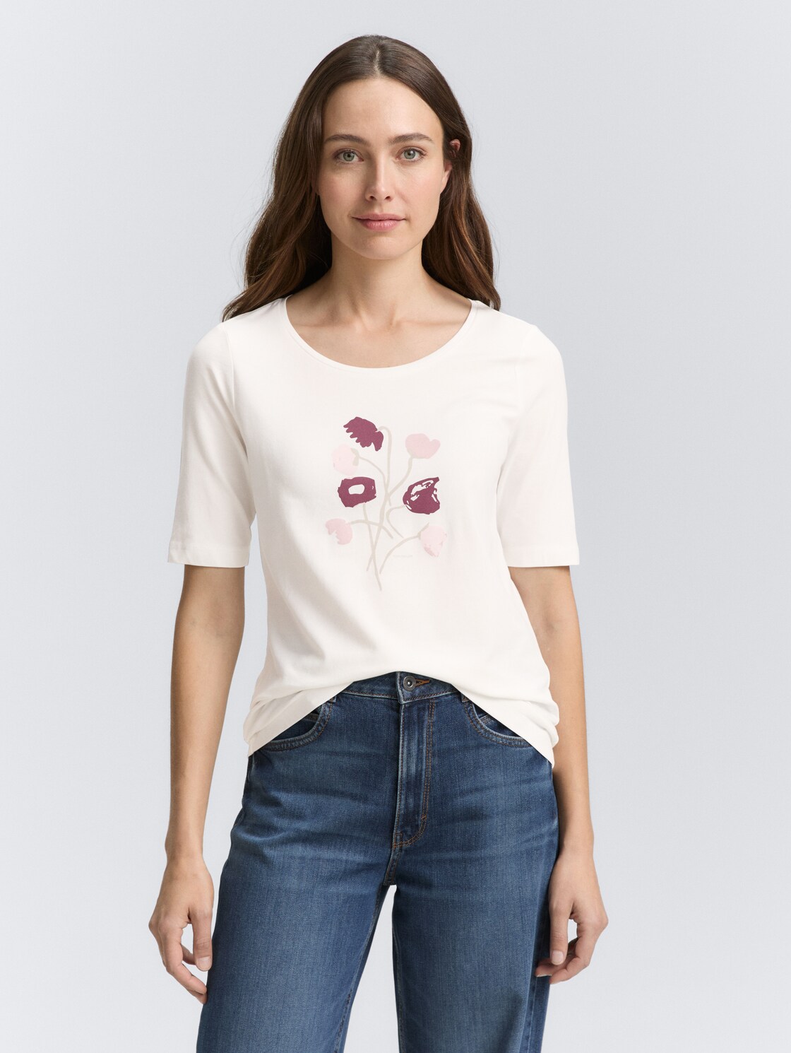 Thumbnail - TOM TAILOR Damen T-Shirt mit Print, weiß, Uni, Gr. S