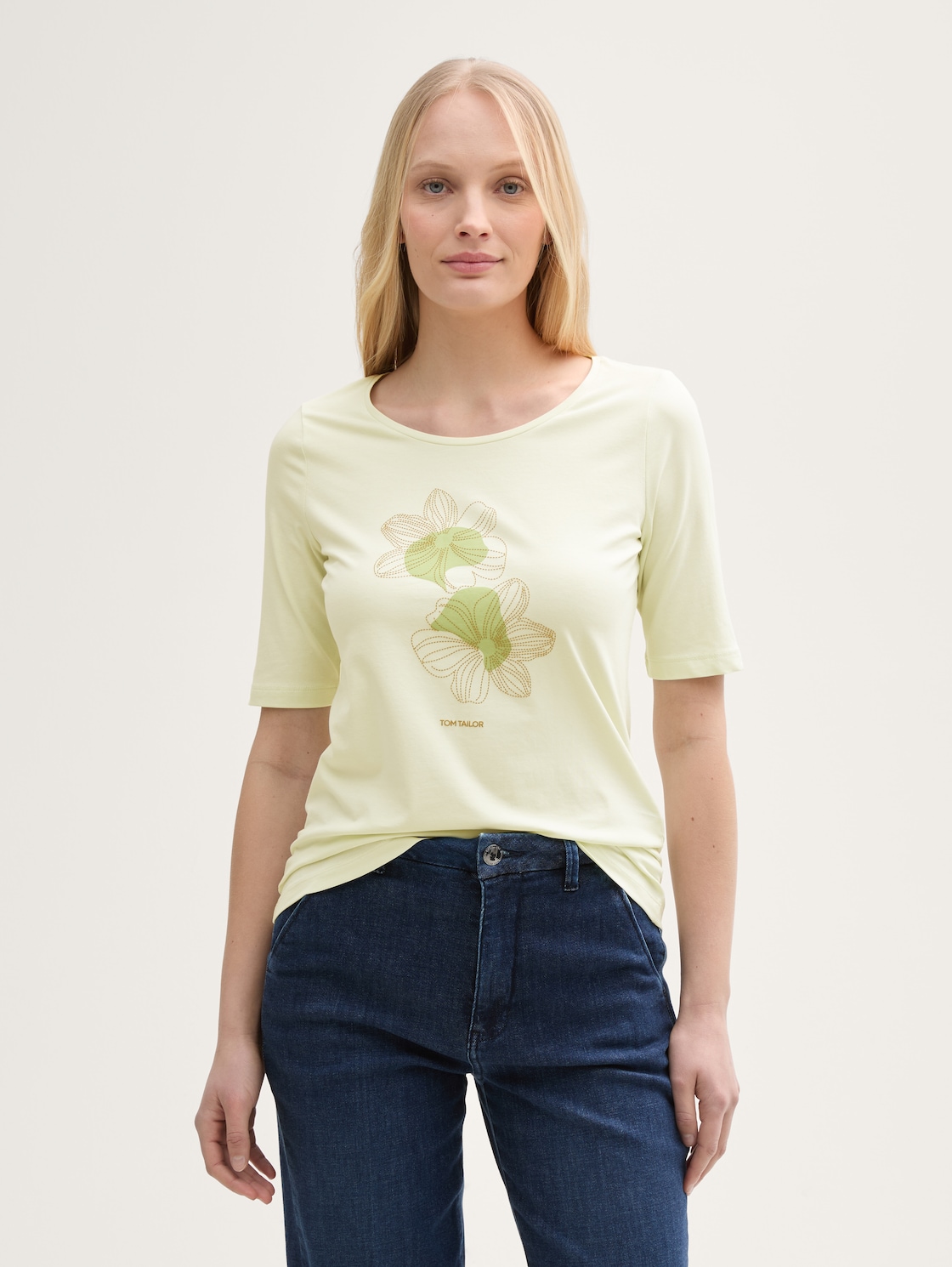 Thumbnail - TOM TAILOR Damen T-Shirt mit Print, grün, Uni, Gr. XL