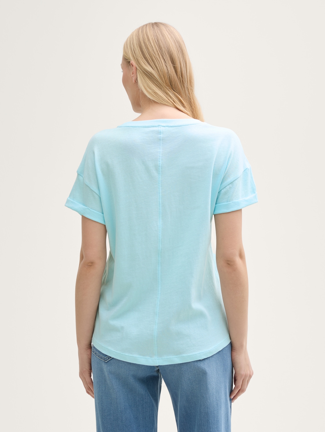 Thumbnail - TOM TAILOR Damen T-Shirt mit Print, blau, Uni, Gr. M