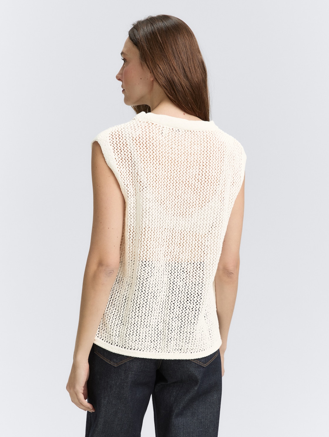 Thumbnail - TOM TAILOR Damen Pullunder mit Lochmuster, weiß, Uni, Gr. XS
