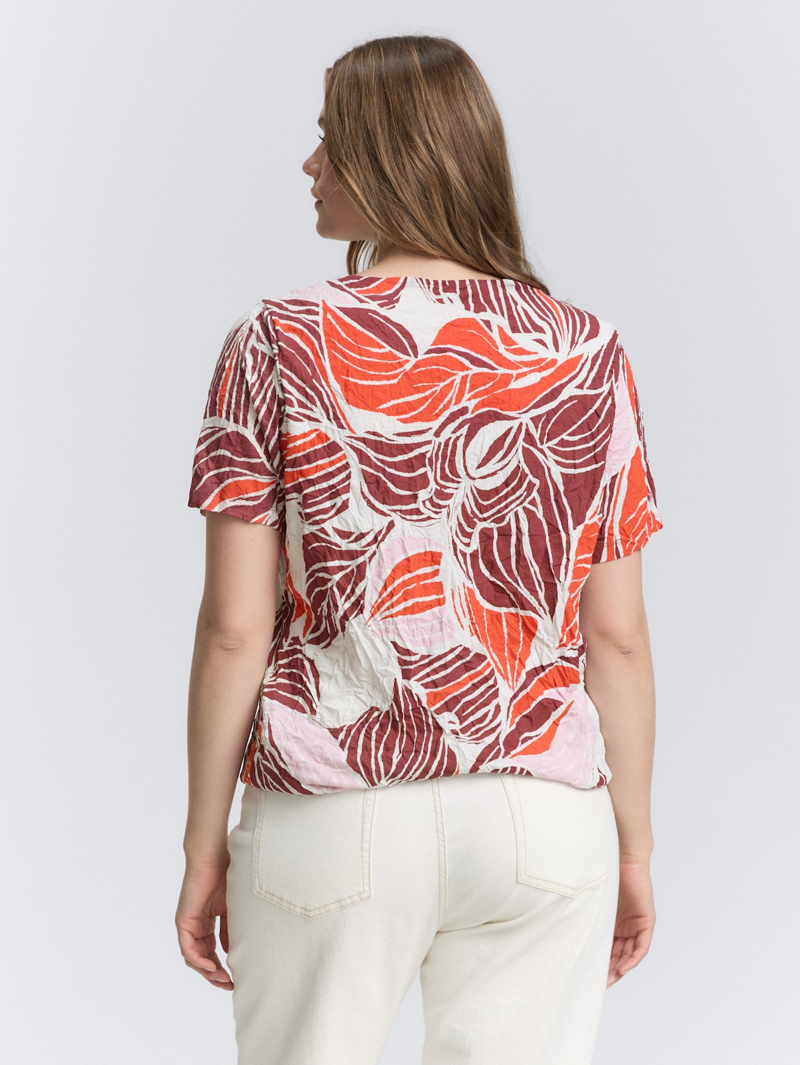 Thumbnail - TOM TAILOR Damen Plus Size - Crinkle T-Shirt mit Muster, rot, Gemustert, Gr. 48