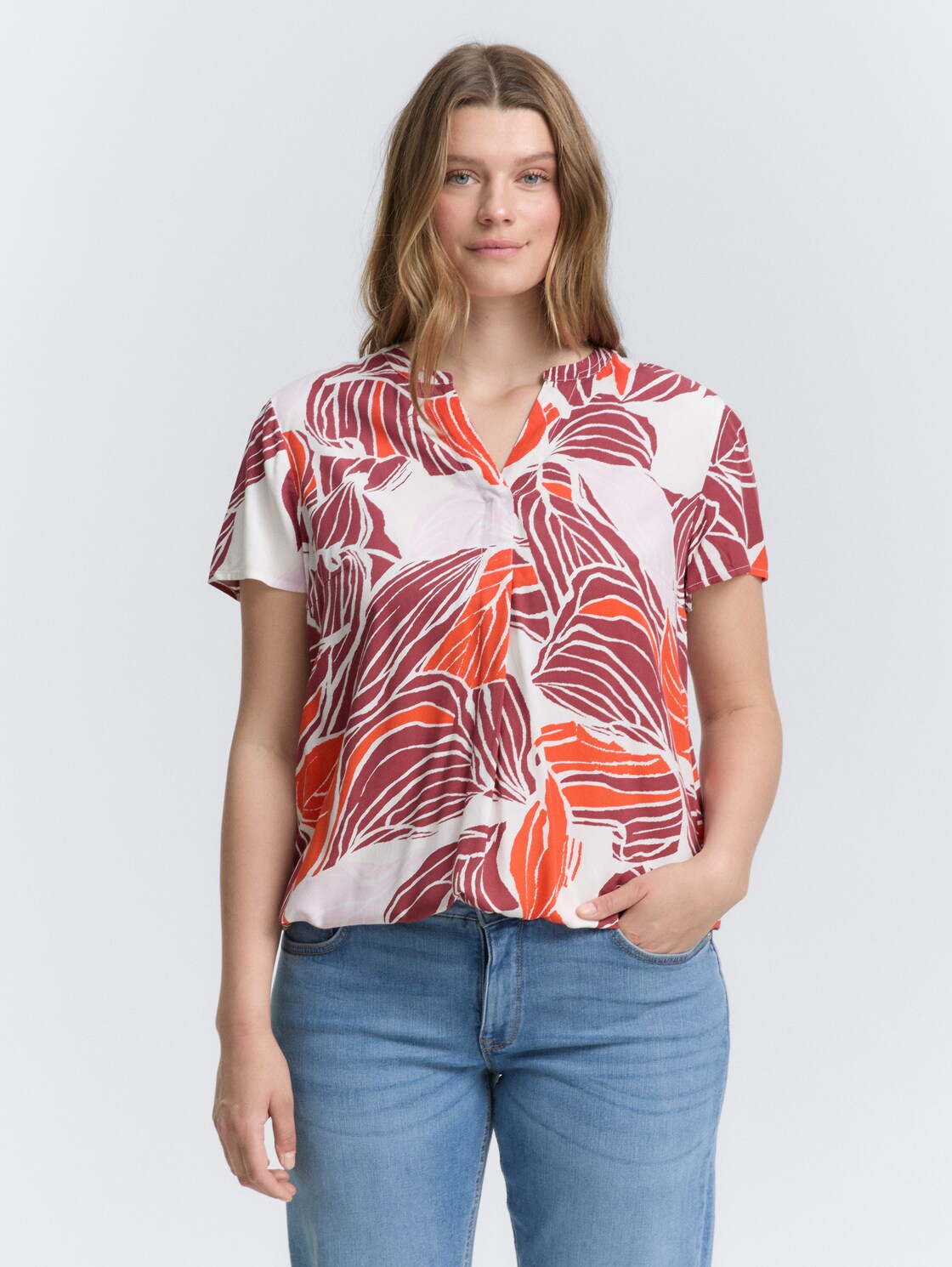 Thumbnail - TOM TAILOR Damen Plus Size - Bluse mit Muster, rot, Gemustert, Gr. 54