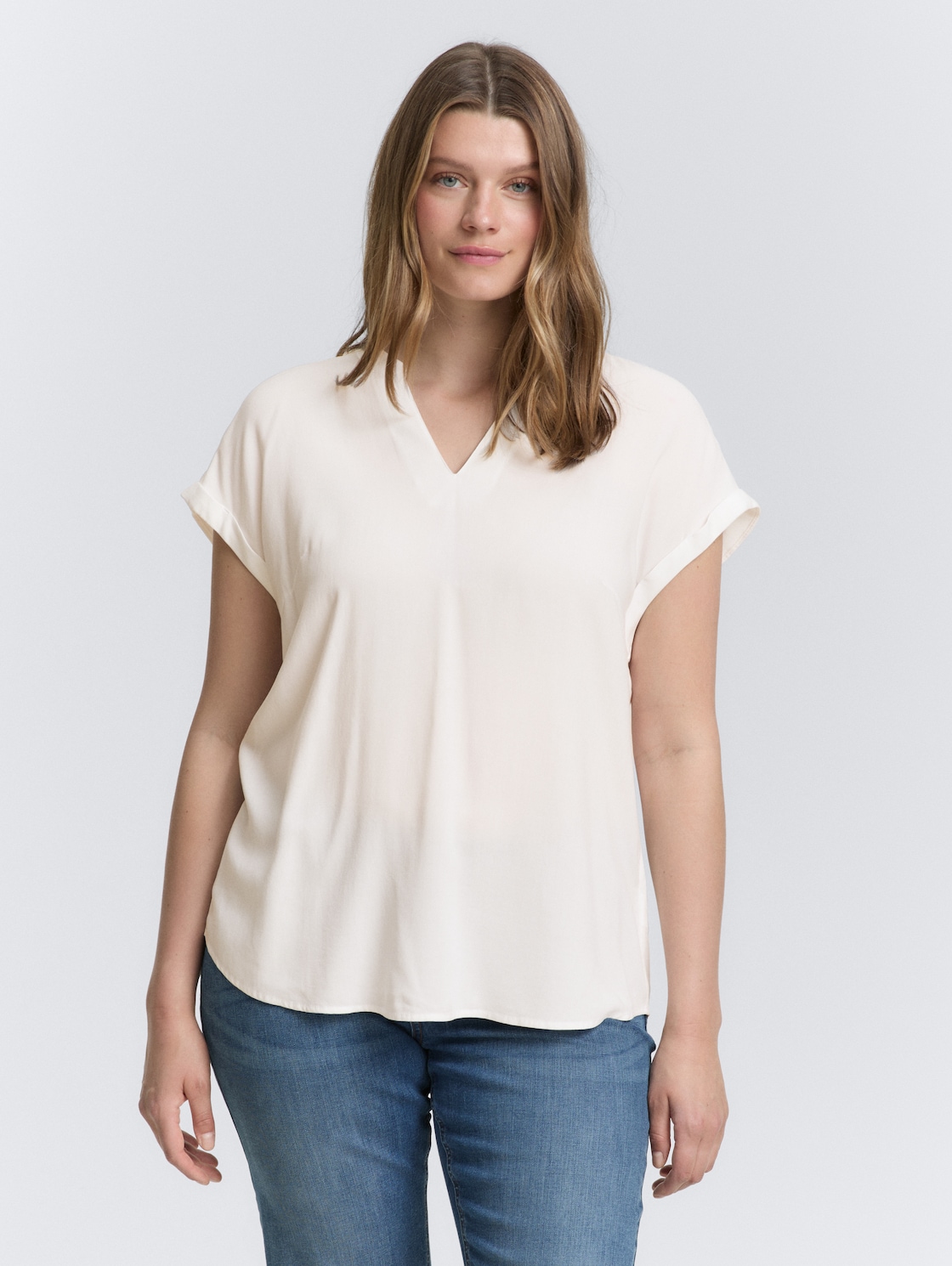 Thumbnail - TOM TAILOR Damen Plus Size - Loose Fit Bluse, weiß, Uni, Gr. 48