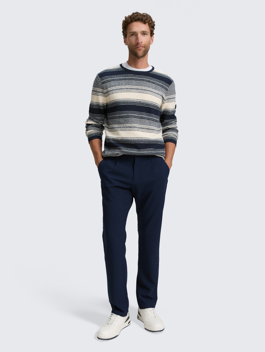 Thumbnail - TOM TAILOR Herren Regular Fit Anzughose, blau, Uni, Gr. 50