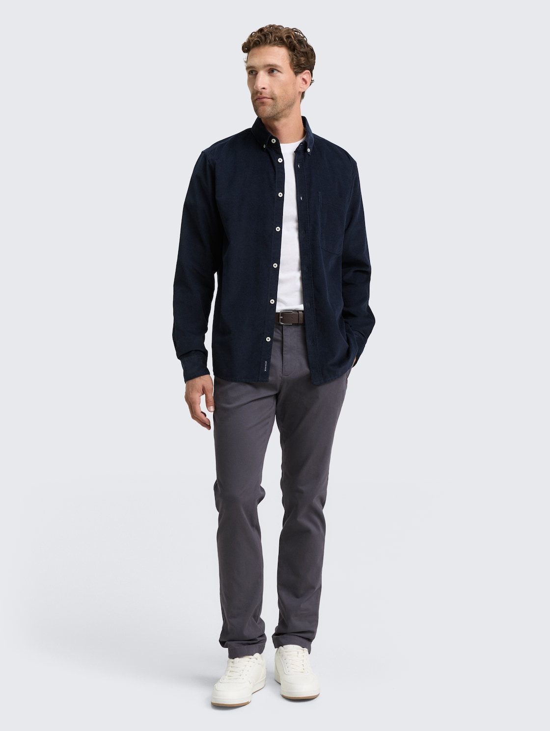 Thumbnail - TOM TAILOR Herren TTTRAVIS Slim Chino mit Gürtel, grau, Uni, Gr. 36/32