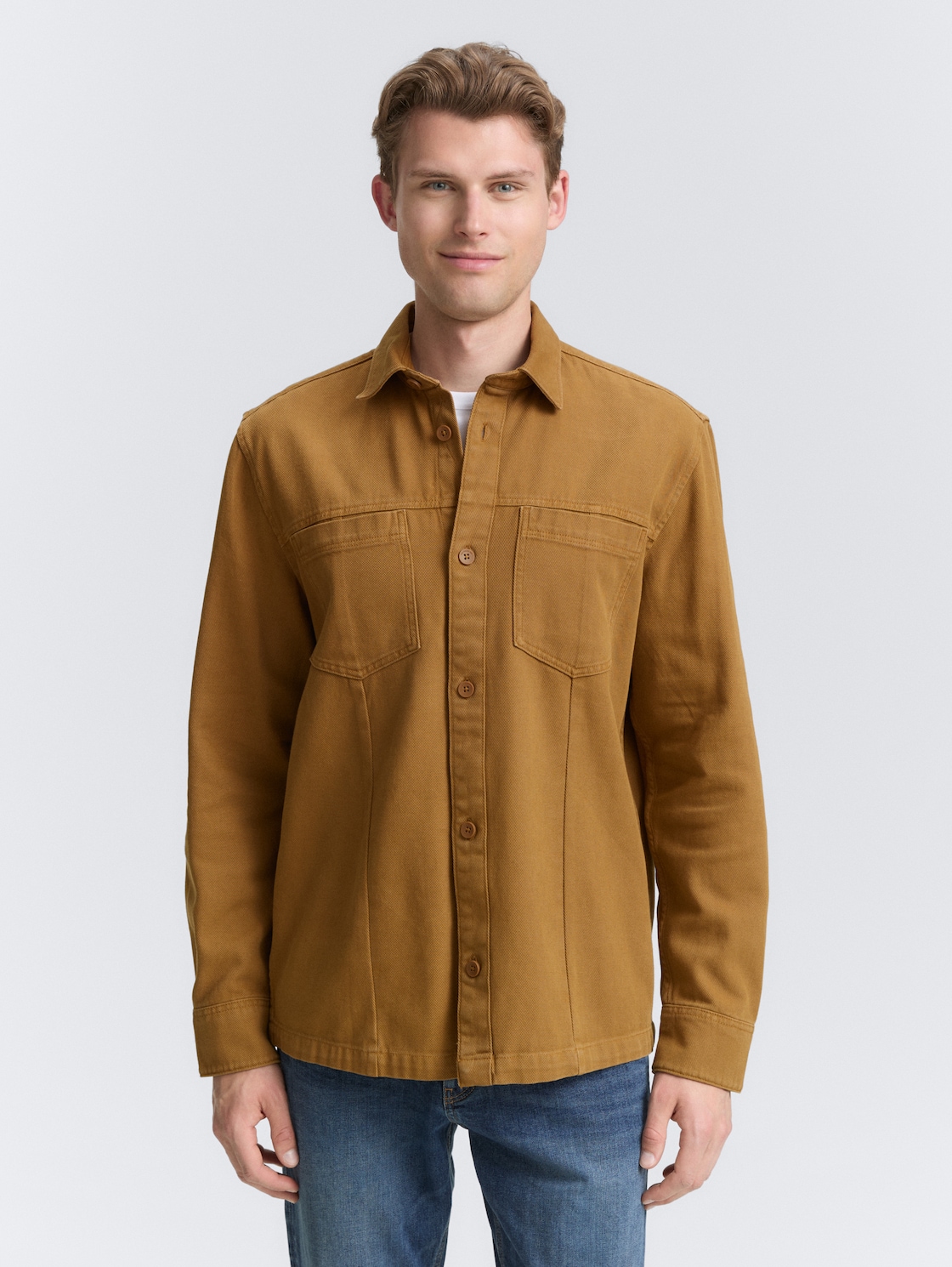 Thumbnail - TOM TAILOR Herren Overshirt mit Brusttaschen, braun, Uni, Gr. S