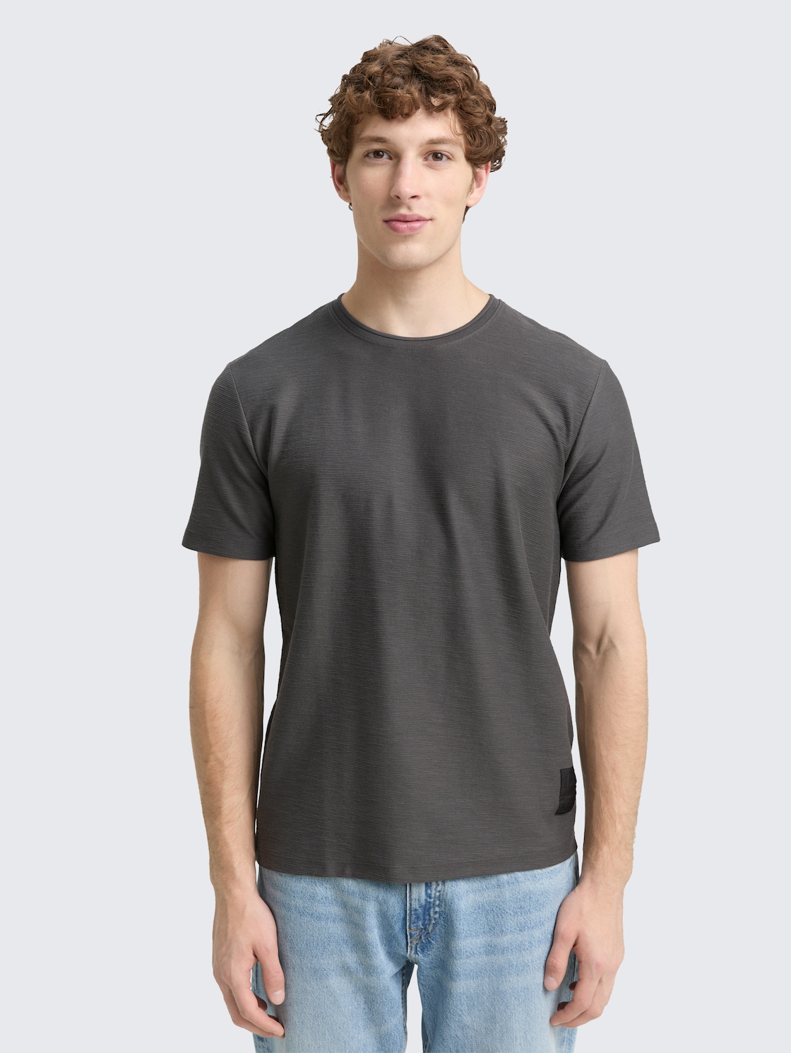 Thumbnail - TOM TAILOR DENIM Herren T-Shirt mit Struktur, grau, Uni, Gr. XXL