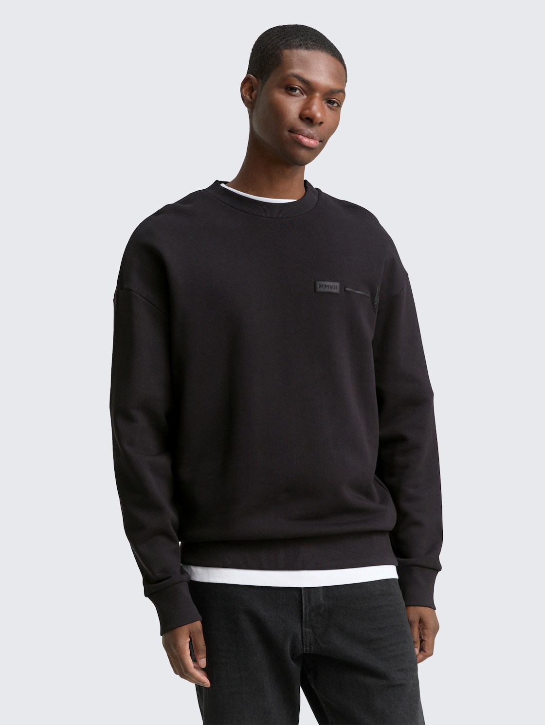 Thumbnail - TOM TAILOR DENIM Herren Relaxed Fit Sweatshirt mit Rückenprint, schwarz, Uni, Gr. XXL