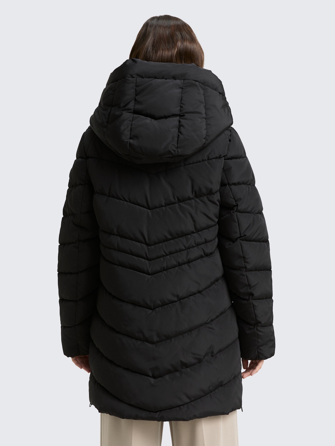 Thumbnail - TOM TAILOR Damen Puffer-Mantel im 2-in-1-Look, schwarz, Uni, Gr. L