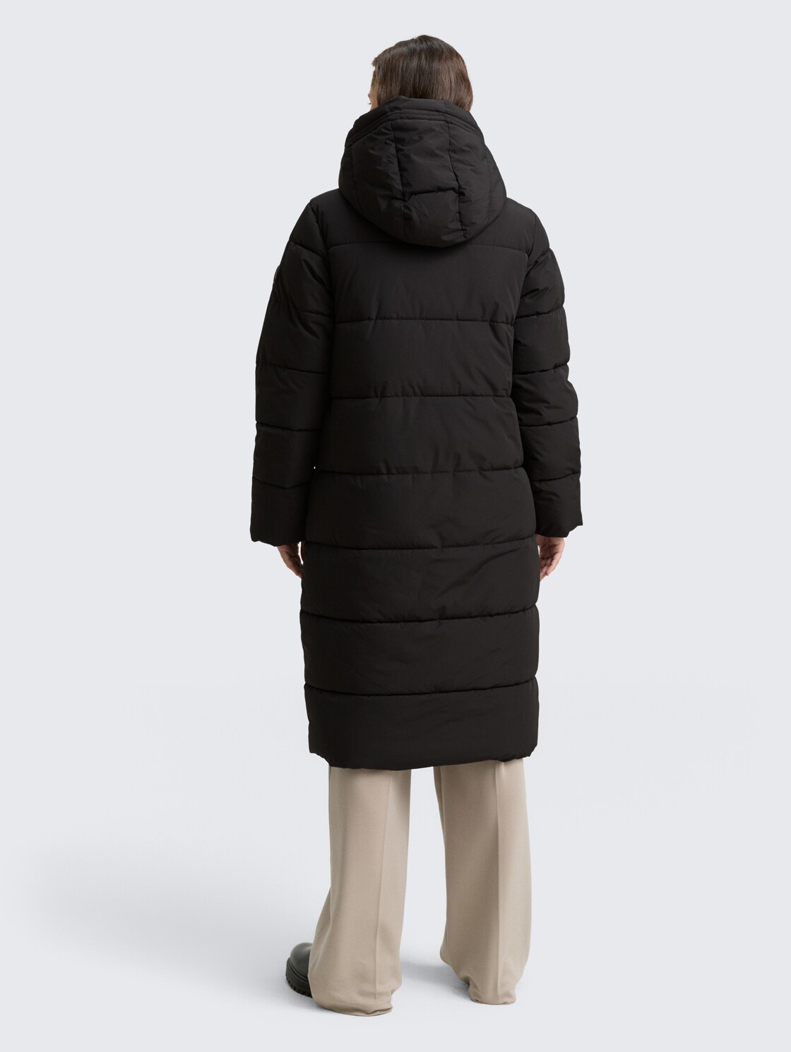 Thumbnail - TOM TAILOR Damen Puffer-Mantel mit abnehmbarer Kapuze, schwarz, Uni, Gr. XS