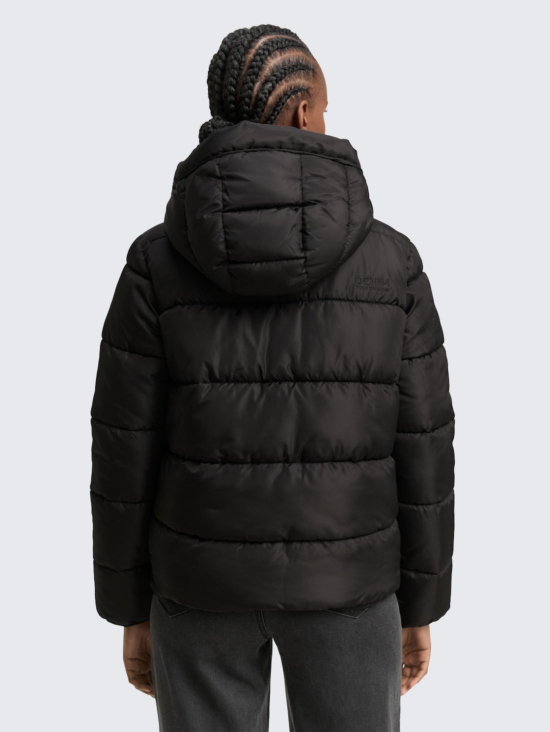 Thumbnail - TOM TAILOR DENIM Damen Puffer-Jacke mit Kapuze, schwarz, Uni, Gr. XS