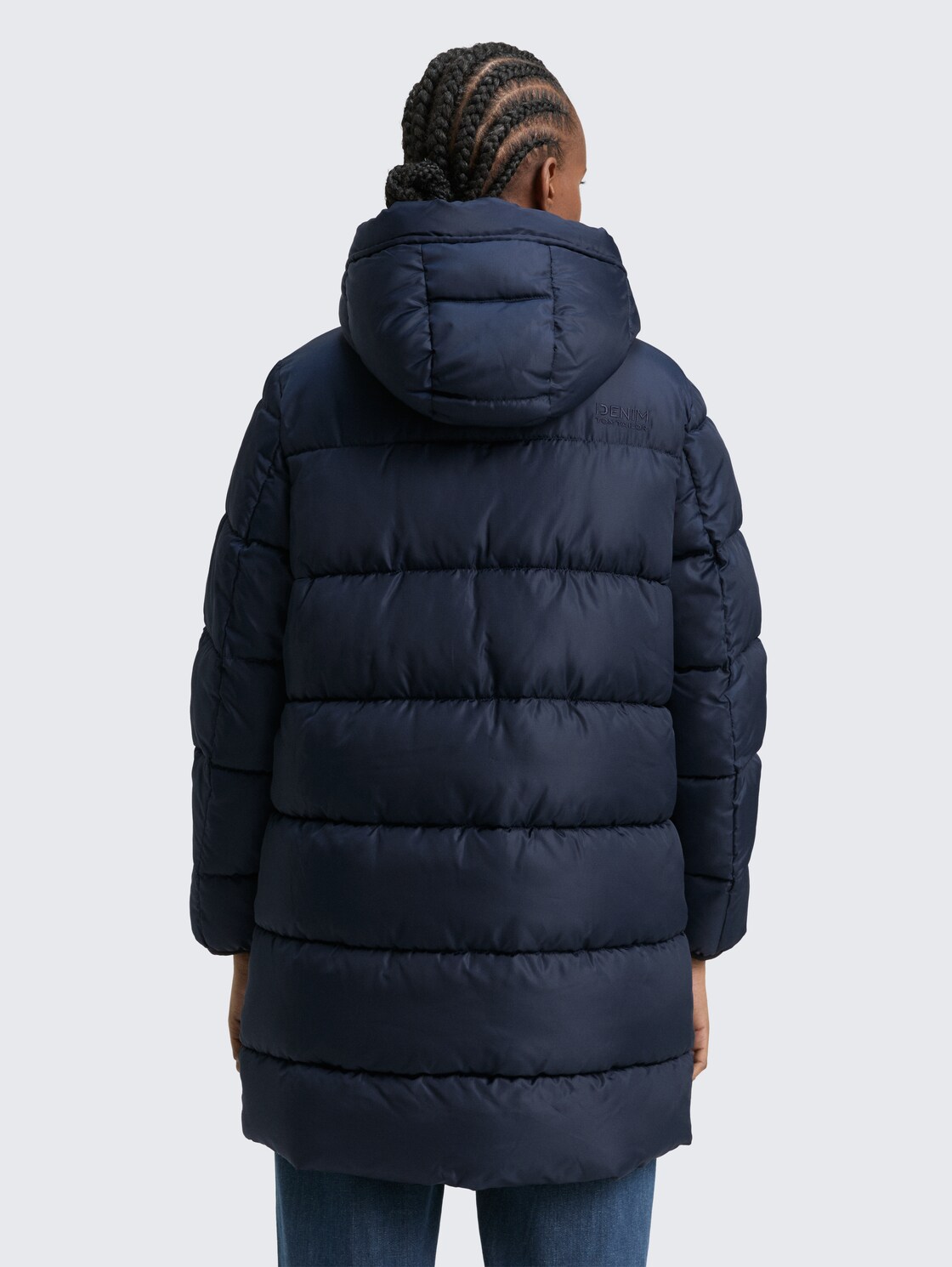 Thumbnail - TOM TAILOR DENIM Damen Puffer-Mantel mit Kapuze, blau, Uni, Gr. M