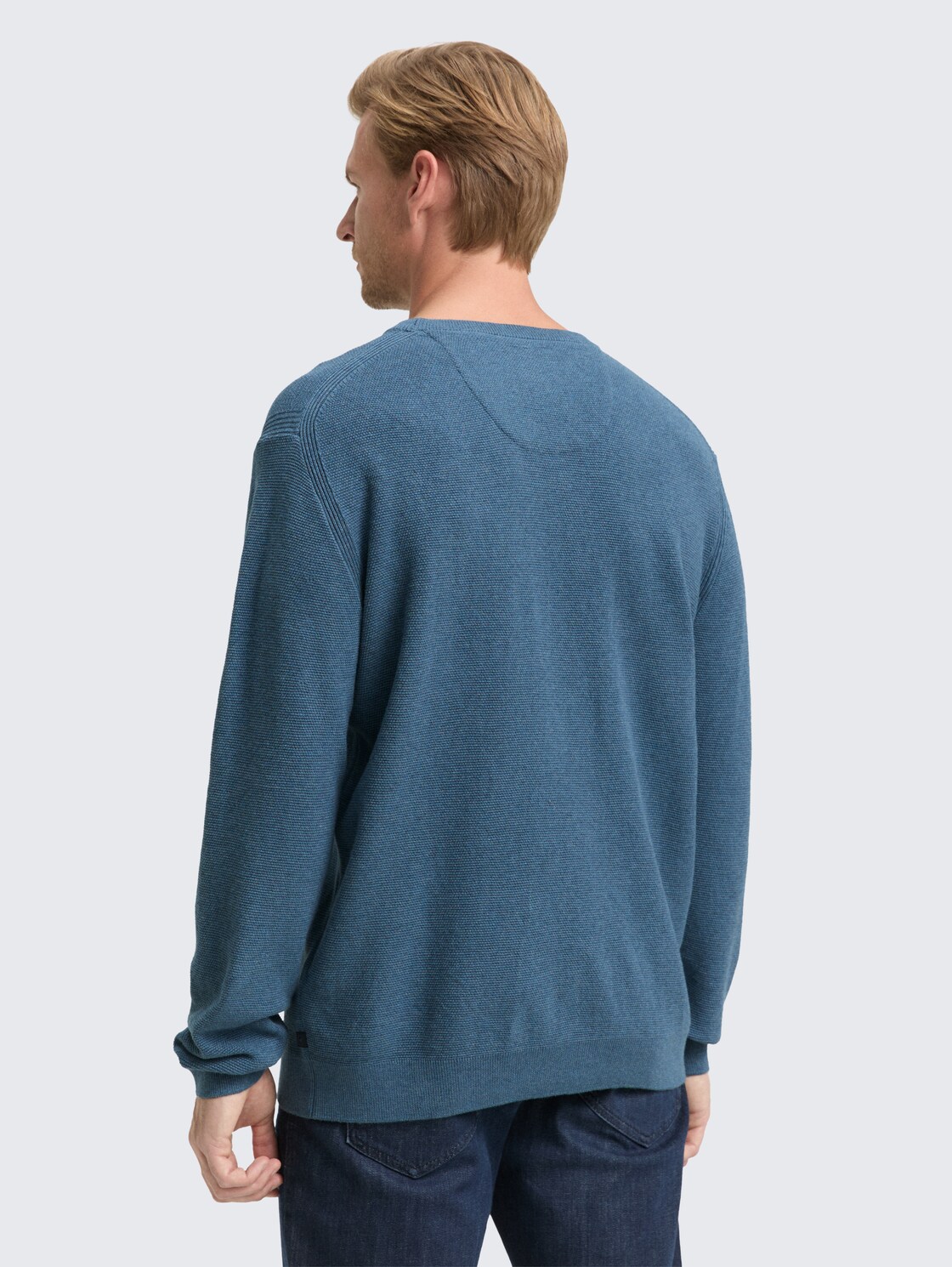 Thumbnail - TOM TAILOR Herren Strickpullover aus Bio-Baumwolle, blau, Meliert, Gr. S