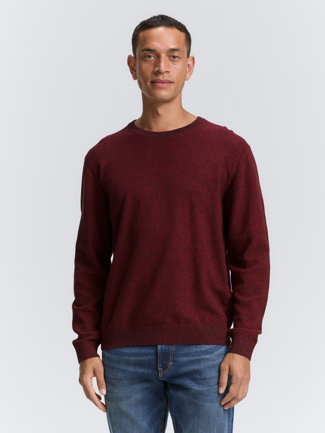 Thumbnail - TOM TAILOR Herren Strickpullover aus Bio-Baumwolle, rot, Meliert, Gr. XL