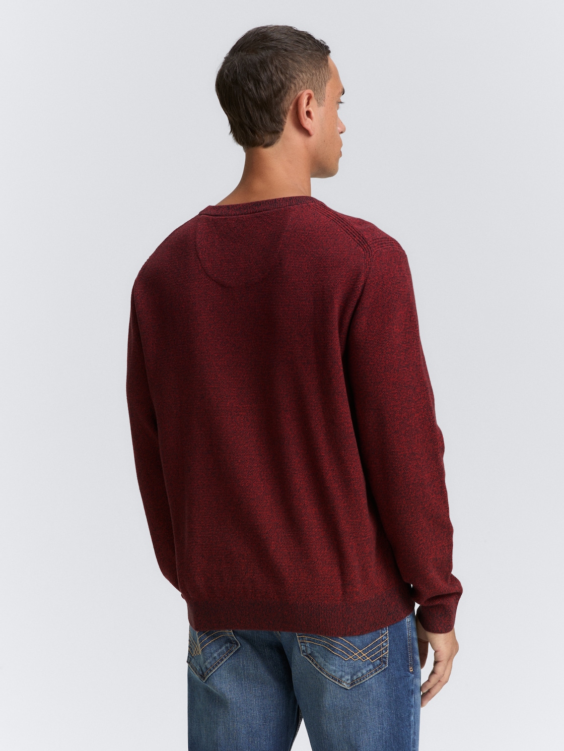 Thumbnail - TOM TAILOR Herren Strickpullover aus Bio-Baumwolle, rot, Meliert, Gr. XL