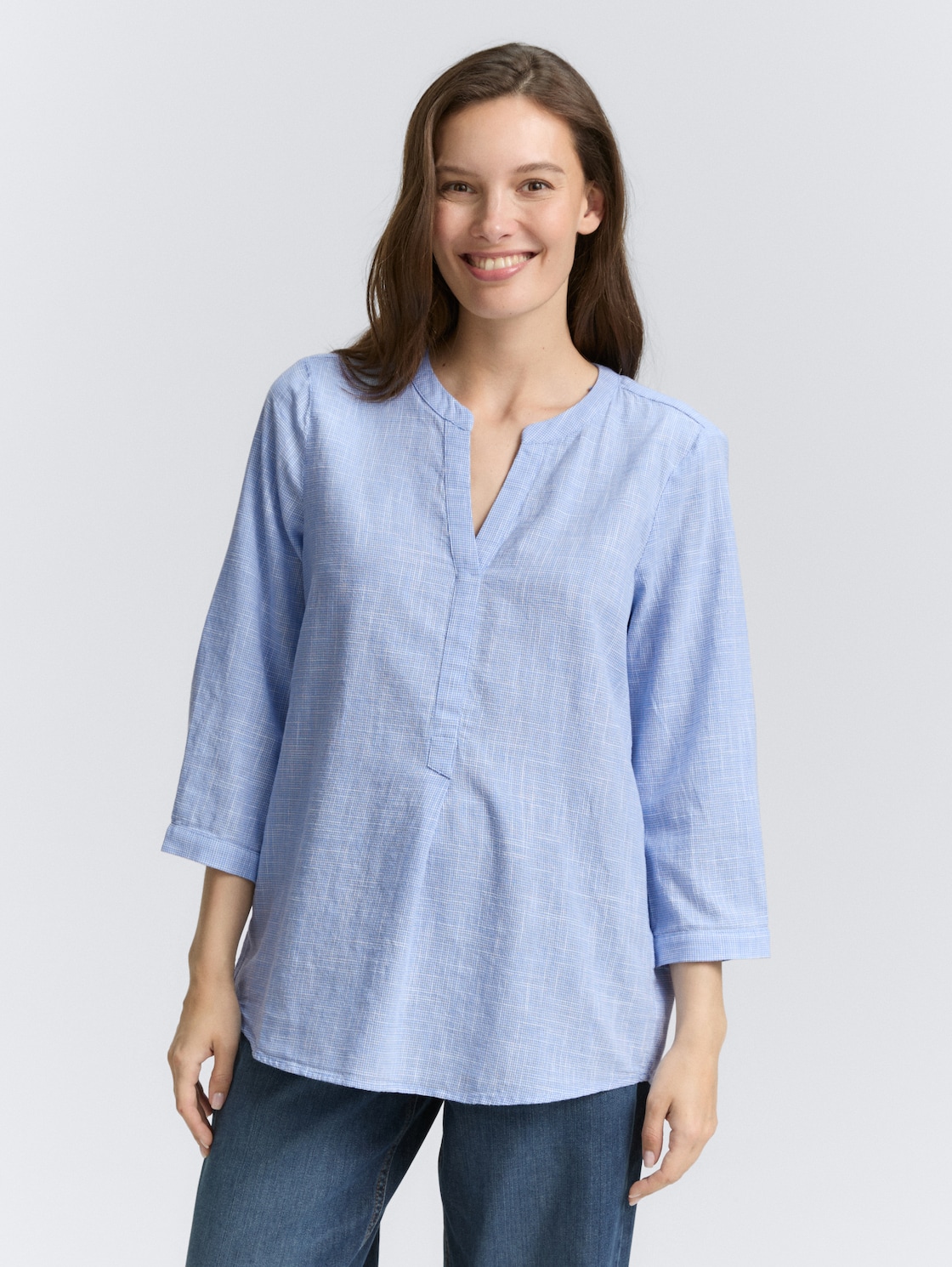 Thumbnail - TOM TAILOR Damen Bluse aus Baumwolle, blau, Uni, Gr. 34