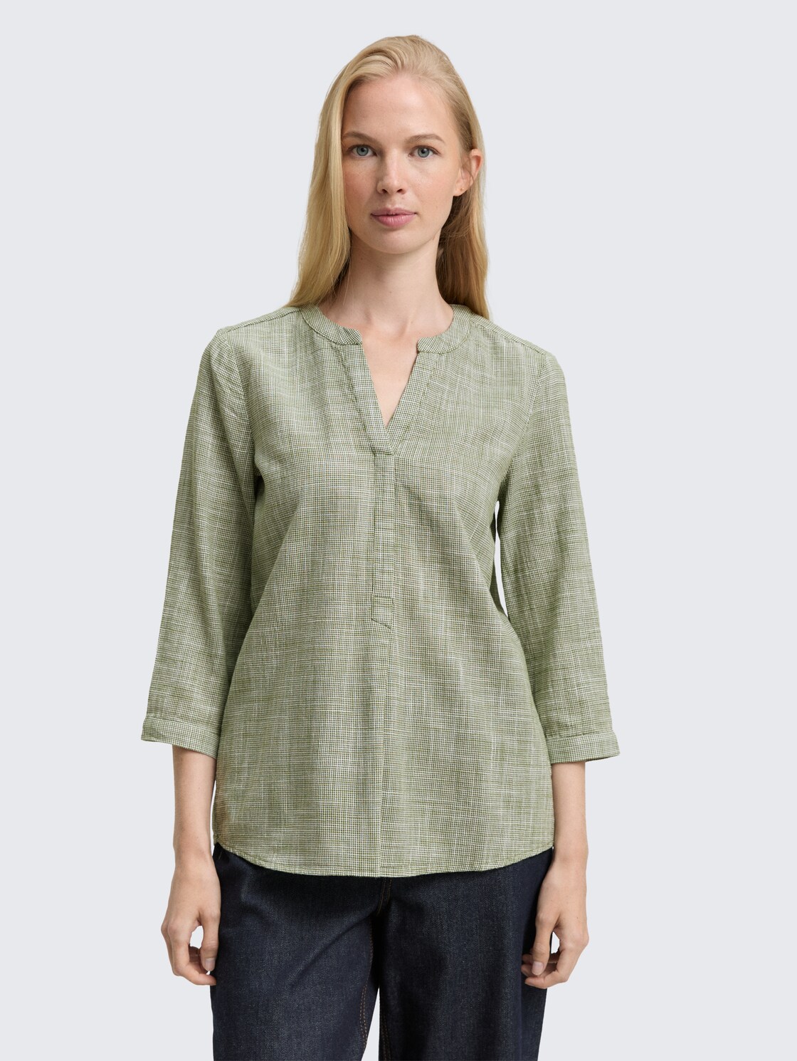 Thumbnail - TOM TAILOR Damen Bluse aus Baumwolle, grün, Uni, Gr. 38
