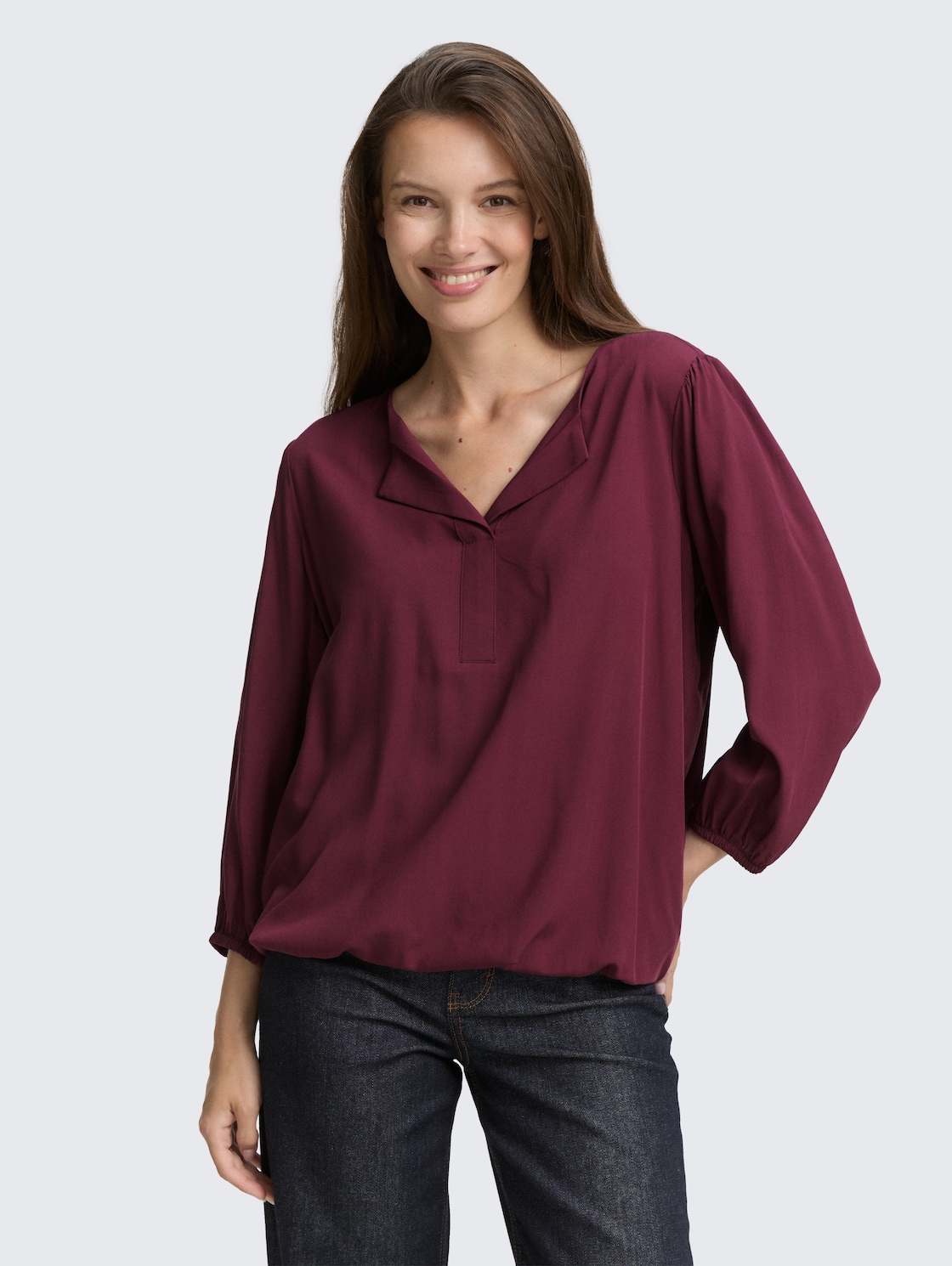 Thumbnail - TOM TAILOR Damen Bluse aus Viskose, rot, Uni, Gr. 34