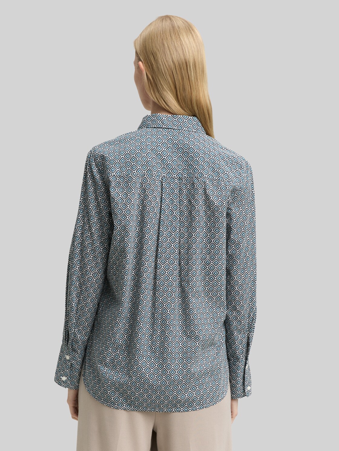  Tom Tailor Damen Hemdbluse Mit Muster, Blau, Gemustert, Gr. 36 