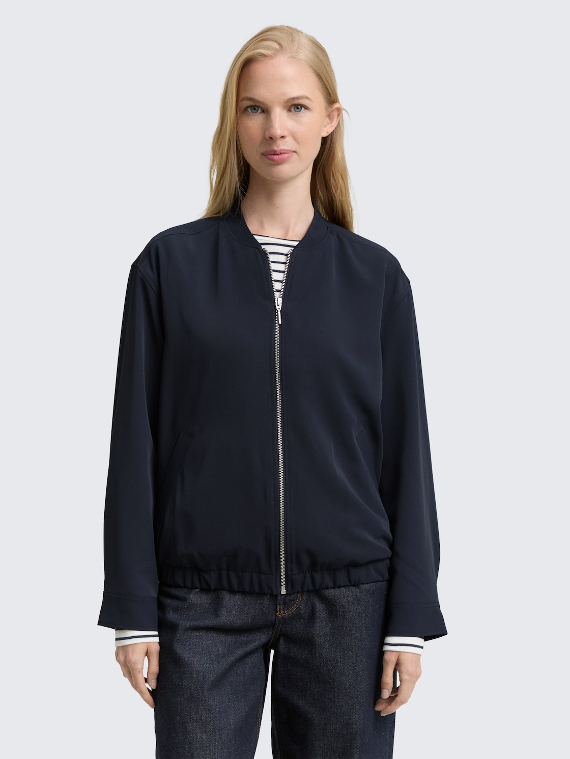 Thumbnail - TOM TAILOR Damen Loose Fit Blouson Jacke, blau, Uni, Gr. 46