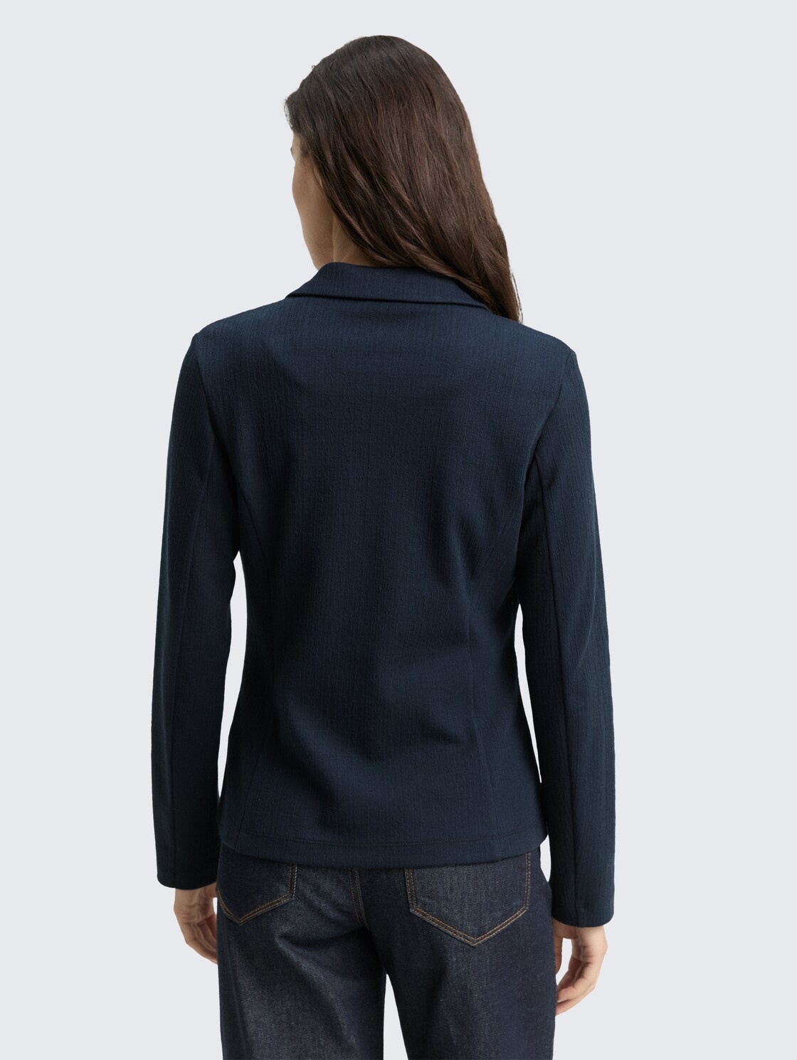 Thumbnail - TOM TAILOR Damen Regular Fit Jacquard Blazer, blau, Uni, Gr. M