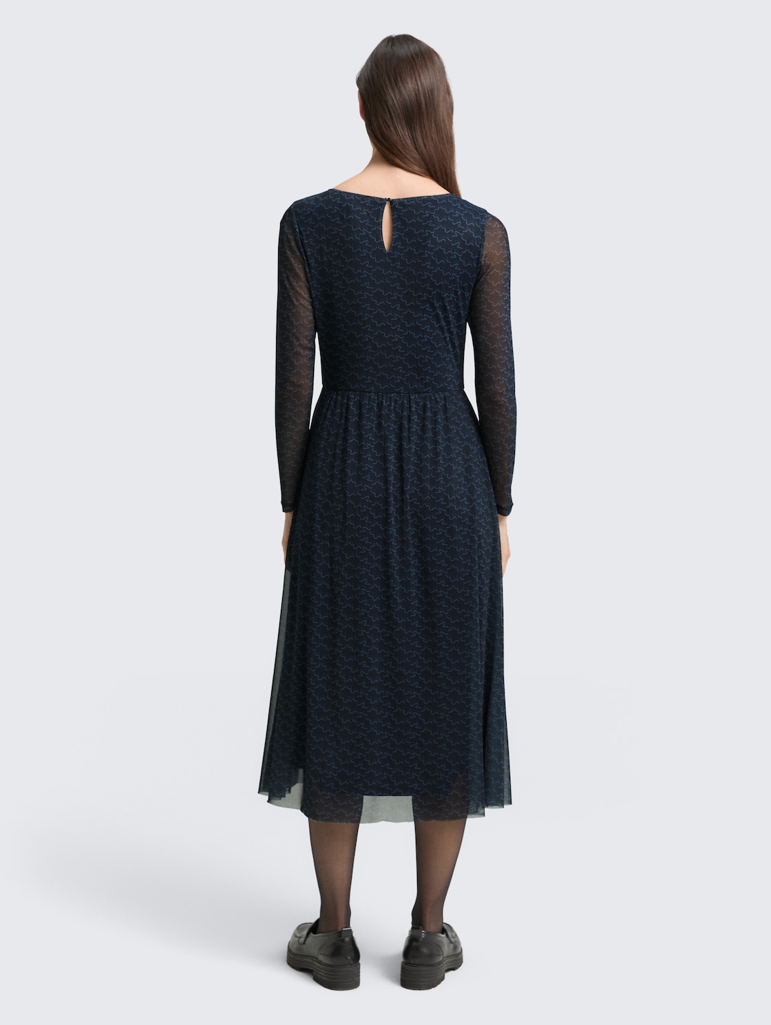 Thumbnail - TOM TAILOR Damen Midi-Meshkleid mit Muster, blau, Gemustert, Gr. 46