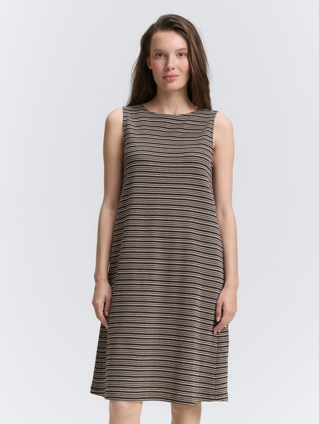 Thumbnail - TOM TAILOR Damen Jacquard Kleid, schwarz, Gestreift, Gr. 36