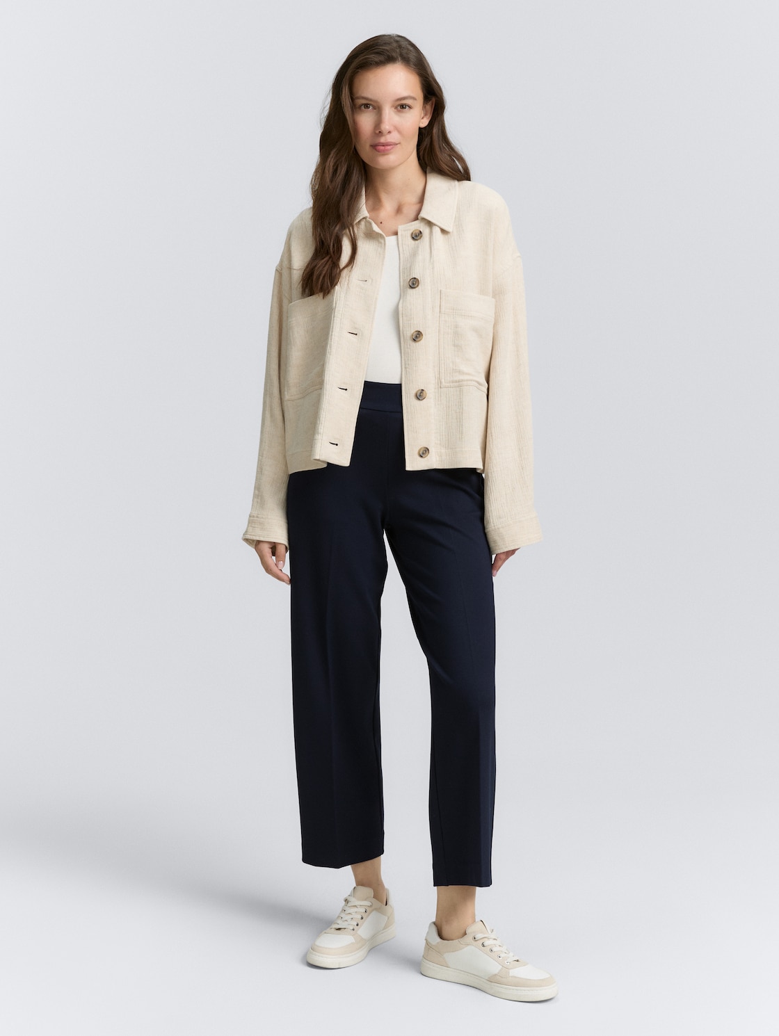 Thumbnail - TOM TAILOR Damen Cropped TTMIA Straight Hose, blau, Uni, Gr. 38/28