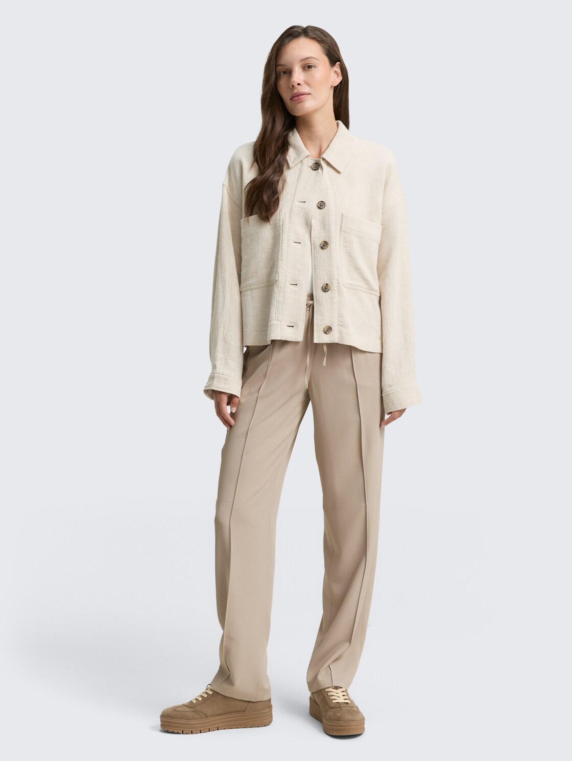 Thumbnail - TOM TAILOR Damen Loose Straight Hose, grau, Uni, Gr. 40/32