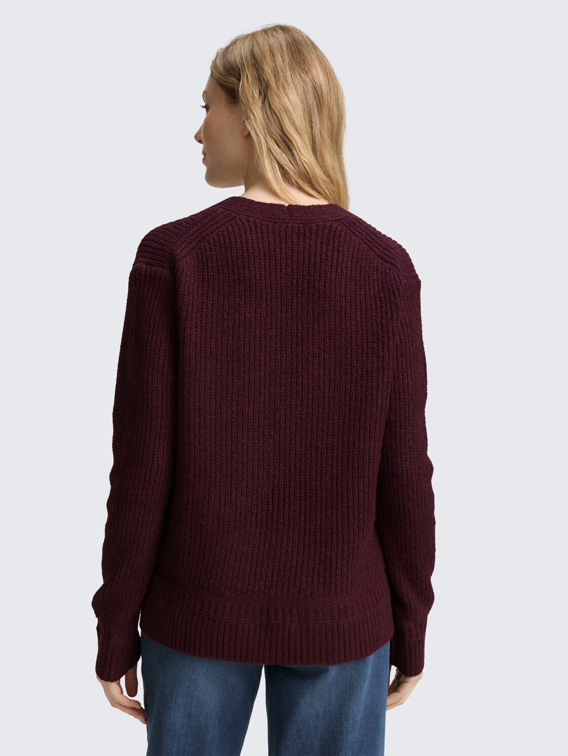 Thumbnail - TOM TAILOR Damen Strickpullover mit V-Ausschnitt, rot, Meliert, Gr. S