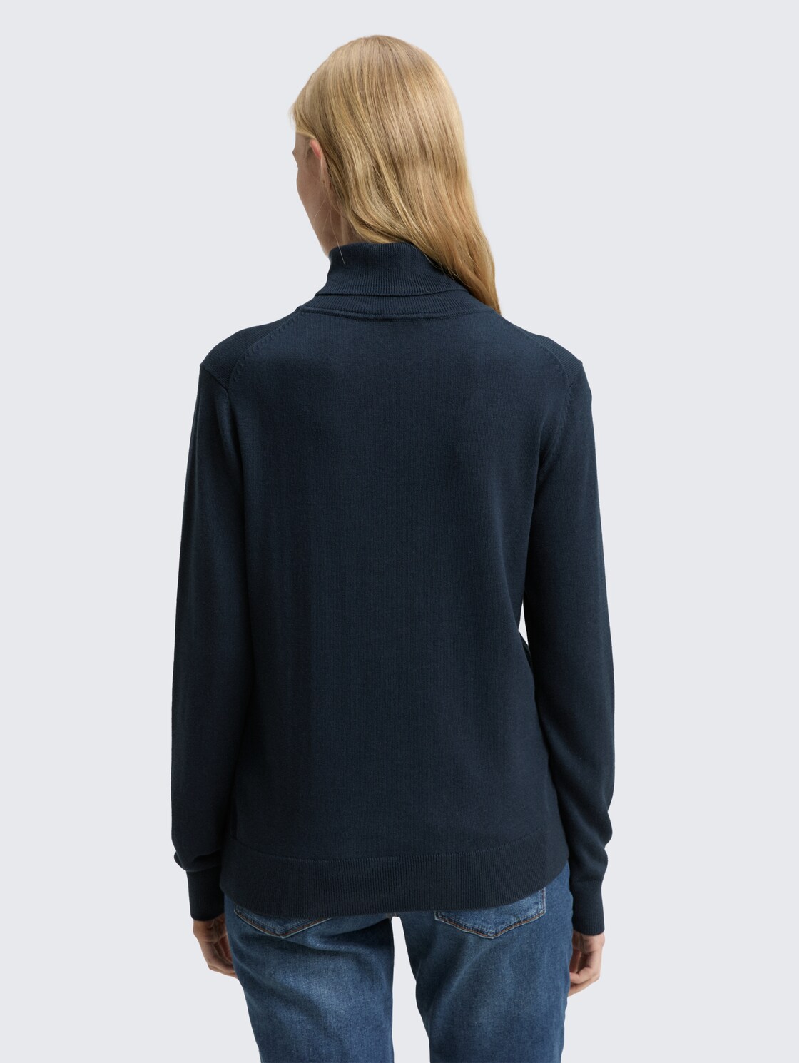 Thumbnail - TOM TAILOR Damen Basic Rollkragenpullover, blau, Uni, Gr. M