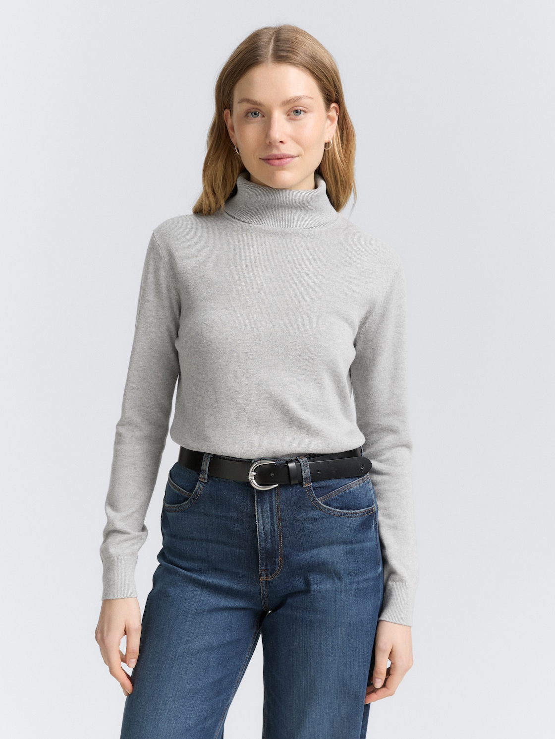 Thumbnail - TOM TAILOR Damen Basic Rollkragenpullover, grau, Meliert, Gr. M