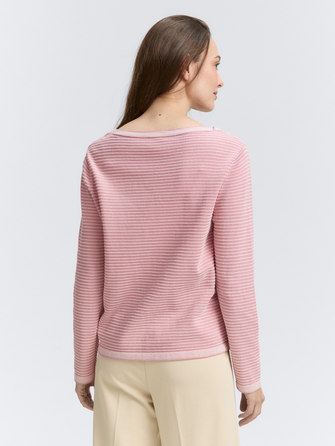 Thumbnail - TOM TAILOR Damen Strickpullover mit U-Boot-Ausschnitt, rosa, Gestreift, Gr. XXXL