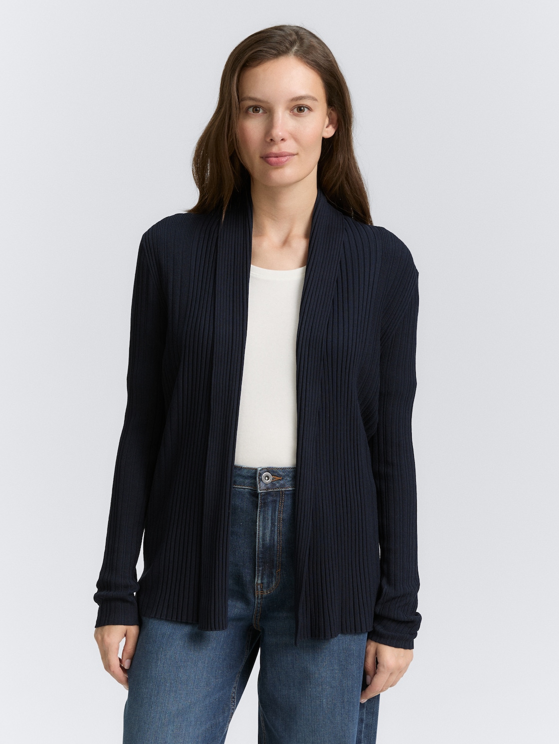 Thumbnail - TOM TAILOR Damen Cardigan mit Schalkragen, blau, Uni, Gr. XS