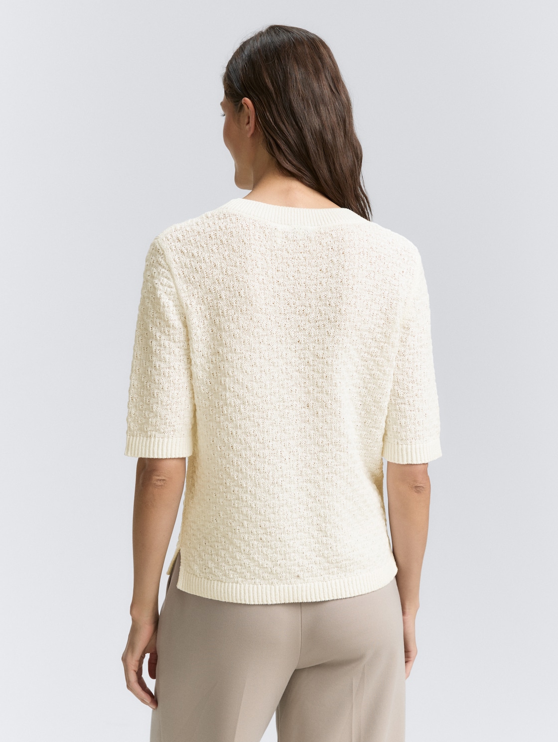 Thumbnail - TOM TAILOR Damen Strickpullover mit Struktur, weiß, Uni, Gr. L